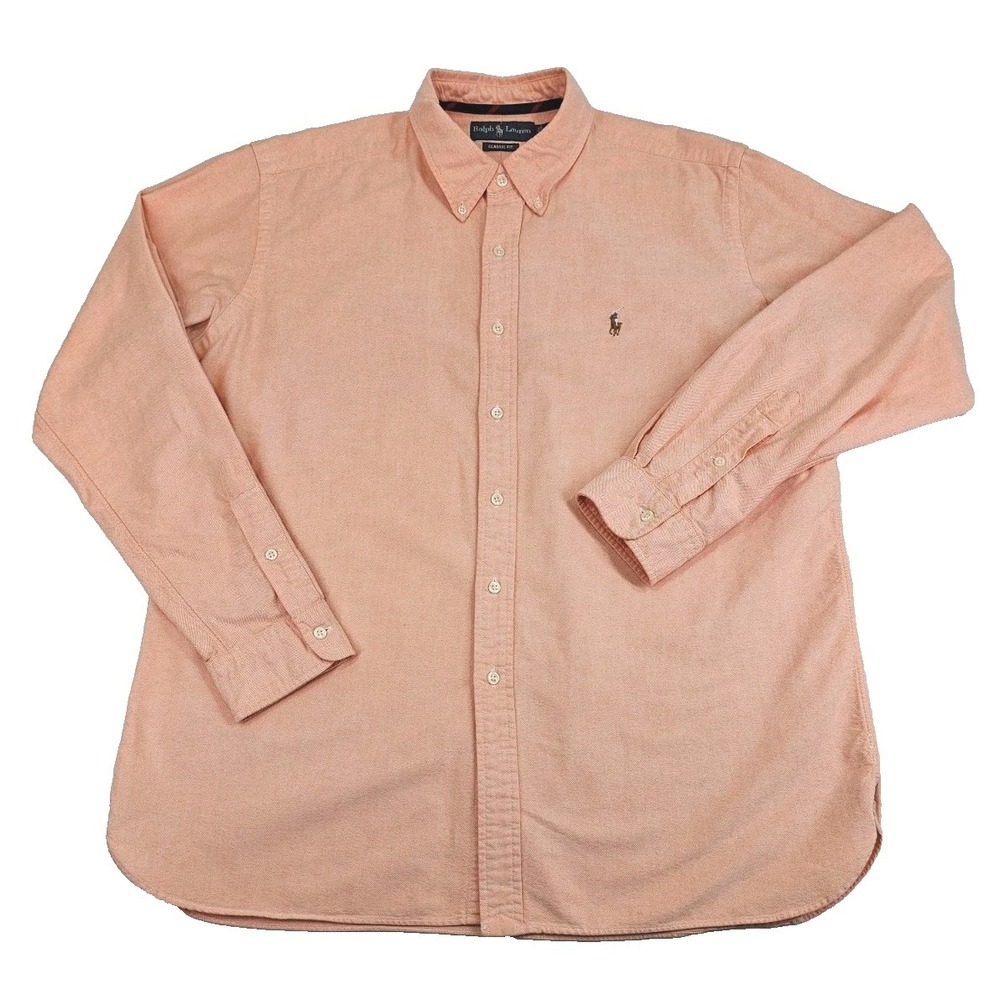 VTG Ralph Lauren Shirt Men XLarge Button Down Long Sleeve Flesh Pony Classic Fit